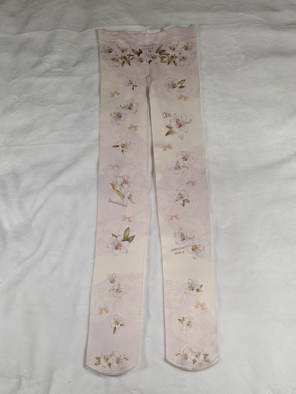 Innocent World Pink & White Floral Tights | Classic Lolita Hosiery 🎀